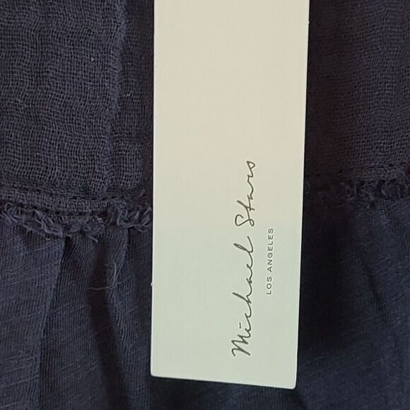New MICHAEL STARS Women's (2X) Admiral Navy Blue Flutter Sleeve Raw Hem Tee Top - Picture 7 of 8